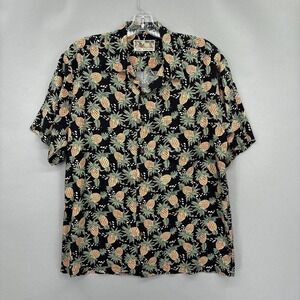 Vintage Tori Richard Hawaiian Shirt Mens Large Pineapple Camp Button Made Hawaii